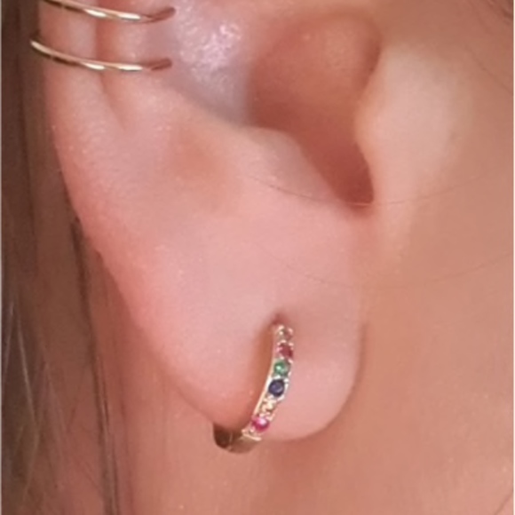Boutique Jewelry - Gold Rainbow Huggie Earrings